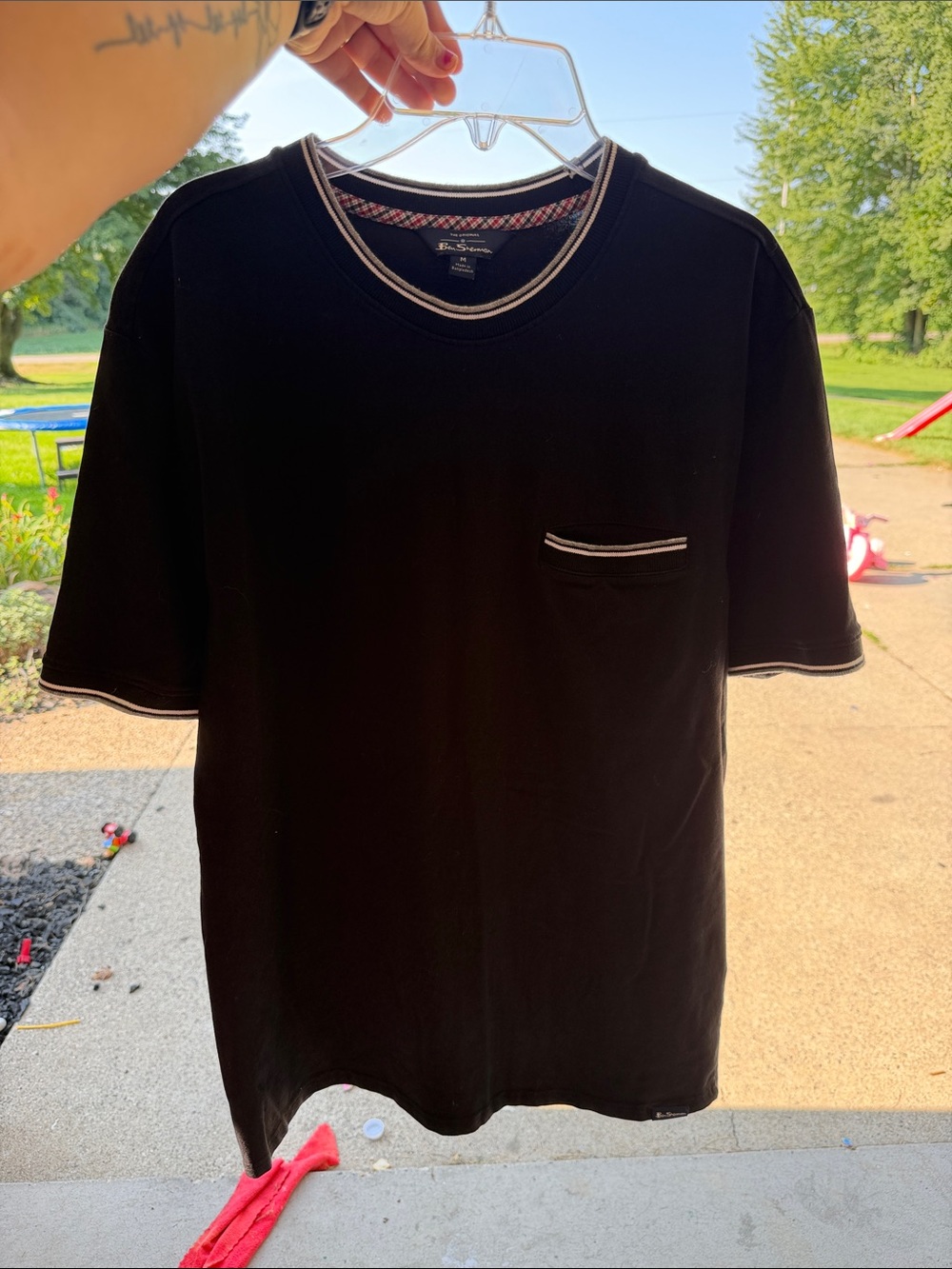 Ben Sherman Black Short-Sleeve Pocket Tee with Contrast Trim